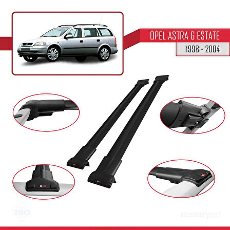 Opel Astra G (T98) SW 1998-2004 Arası ile Uyumlu FLY Model Ara Atkı Tavan Barı Siyah 2 Adet