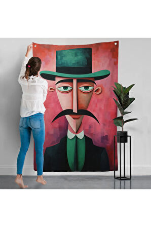 Bıyıklı İkonik Sürreal Adam Duvar Örtüsü-7732