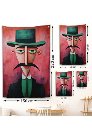 Bıyıklı İkonik Sürreal Adam Duvar Örtüsü-7732