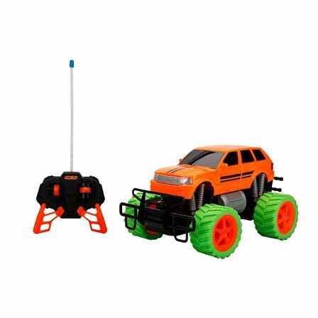 1:18 Uzaktan Kumandalı Neon Jumbo Weels USB Şarjlı Araba 26 cm. - Turuncu Jeep