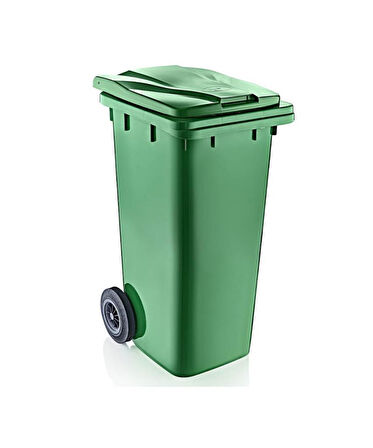 Omnipazar SY-6506 Eko Tekerlekli Kapaklı Plastik Çöp Konteyneri 120 lt Yeşil