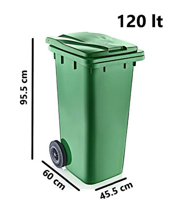Omnipazar SY-6506 Eko Tekerlekli Kapaklı Plastik Çöp Konteyneri 120 lt Yeşil