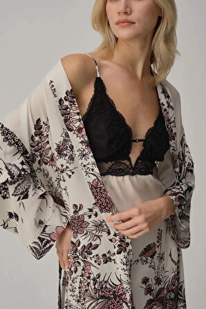 Pierre Cardin Vegan Ipek Saten Dörtlü Gelin Çeyiz Takımı - Lx.25244 Ivory