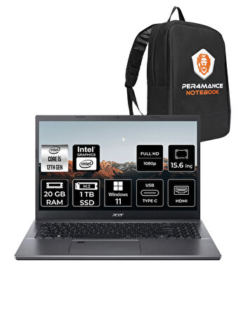 ACER Aspire 5 i5 12450H 20GB RAM 1TB SSD 15.6'' FHD W11H Taşınabilir Bilgisayar & PER4 ÇANTA