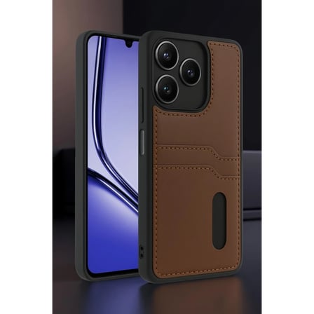 Realme Note 50 4G Kılıf Sara Kartvizitli Deri Kılıf - Siyah