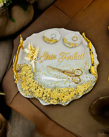 Wistful Gold Polyester Söz Tepsisi