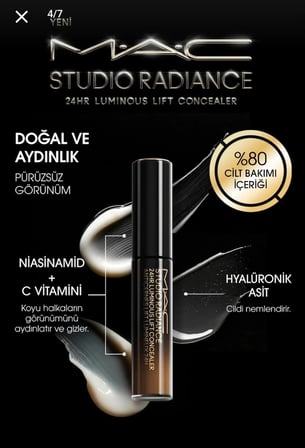 Mac Studio Radiance 24hr Luminous Lift Concealer - Cilt Bakım içerikli Serum Kapatıcı 11 ml - NC15 
