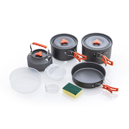 Kamp Tencere Tava Çaydanlık Seti 4-7 Kişi 18 Parça