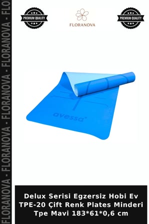 Delux Serisi Egzersiz Hobi Ev TPE-20 Çift Renk Plates Minderi Tpe Mavi 183*61*0,6 cm
