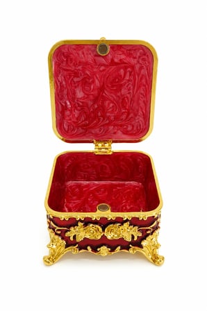 Kare Mücevher Takı Kutusu Yeşil Gold Dekoratif Takı Saklama Kutusu Metal Ayaklı 6x8x8 cm