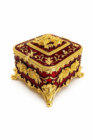 Kare Mücevher Takı Kutusu Yeşil Gold Dekoratif Takı Saklama Kutusu Metal Ayaklı 6x8x8 cm