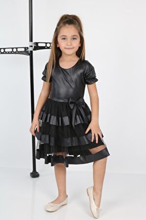 ÇocukYoluKids Tüllü Leather Kız Çocuk Abiye A1111111111004