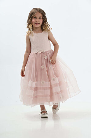 Prenses Pembe Kız Çocuk Abiye Elbise