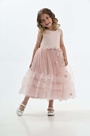 Prenses Pembe Kız Çocuk Abiye Elbise