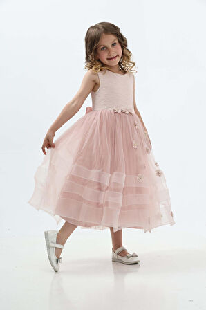 Prenses Pembe Kız Çocuk Abiye Elbise