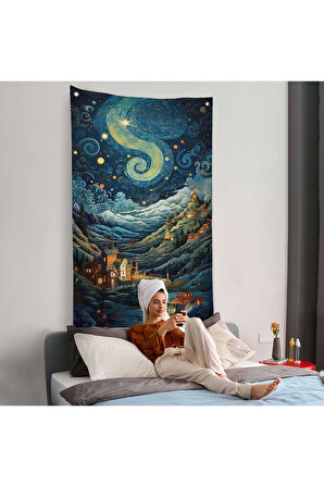 Vincent van Gogh Tarzı Şehir Manzara Duvar Örtüsü-7740