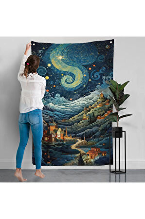 Vincent van Gogh Tarzı Şehir Manzara Duvar Örtüsü-7740