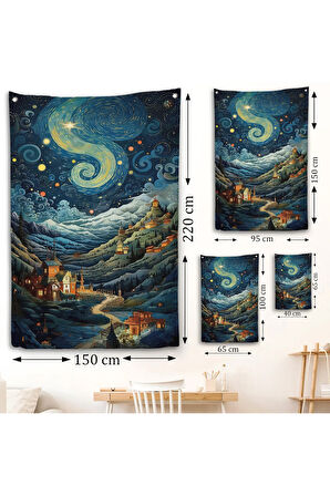 Vincent van Gogh Tarzı Şehir Manzara Duvar Örtüsü-7740