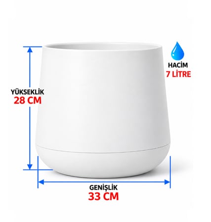 SO-ATL04 Atlas Dekoratif Plastik Modern Saksı 7 LT Beyaz 3 Adet 