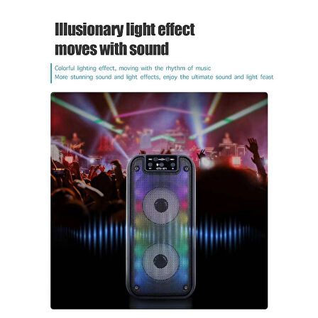 Bluetooth Hoparlör Kablosuz Hoparlör 1200 mAh Sd Kart Aux Usb Girişli Hoparlör Ses Bombası Speaker Haporlör RGB Işıklı Taşınabilir Bluetooth Hoparlör – Güçlü Ses, Renkli Işık