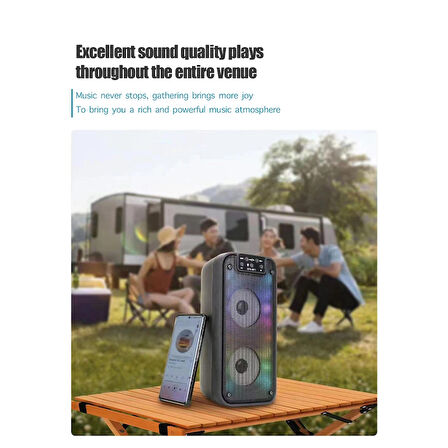 Bluetooth Hoparlör Kablosuz Hoparlör 1200 mAh Sd Kart Aux Usb Girişli Hoparlör Ses Bombası Speaker Haporlör RGB Işıklı Taşınabilir Bluetooth Hoparlör – Güçlü Ses, Renkli Işık