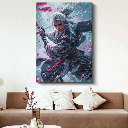 Kiraz Çiçekleri - Samuray Savaşçı Anime Kanvas Tablo