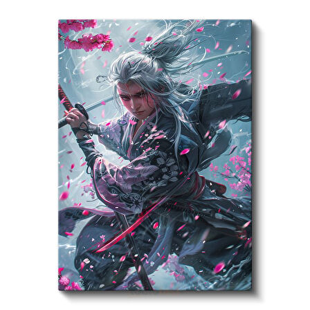 Kiraz Çiçekleri - Samuray Savaşçı Anime Kanvas Tablo