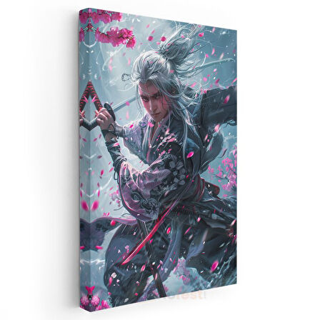 Kiraz Çiçekleri - Samuray Savaşçı Anime Kanvas Tablo