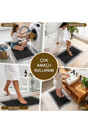Banyo Paspası, Yumuşak Banyo Halısı, Kaymaz Dot Tabanlı, Yıkanabilir - 60x100