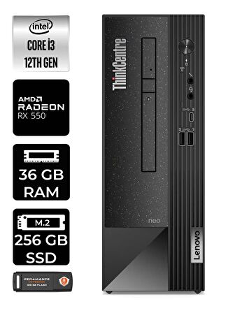 Lenovo NEO 50S i3 12100 36GB RAM 256GB SSD RX550/4GB W11PRO 11SX002VTX MASAÜSTÜ PC & PER4 BELLEK