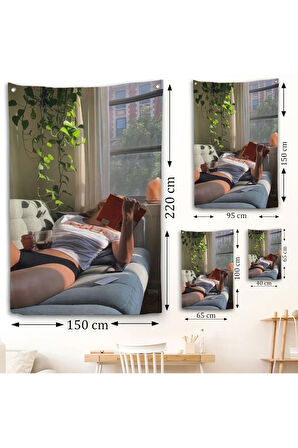 Kitap Okuyan Kadın Duvar Örtüsü-7743