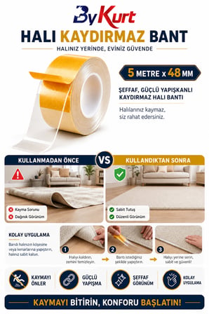 Çift Taraflı Güçlü Yapışkan Halı Ve Yolluk Sabitleyici Bant