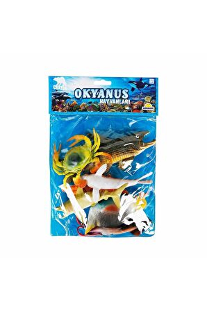 Okyanus Hayvanları Poşetli 7li Hayvan Oyun Seti Deniz Hayvanları Balık