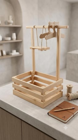 Ahşap Bebek Hediye Sepeti Salıncaklı Kırk Uçurma Sepeti + Askılık ve Salıncak