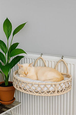 Reyo Tasaryum Kedi Köpek Kalorifer Yatağı, Hamak, Kedi Yatağı Krem