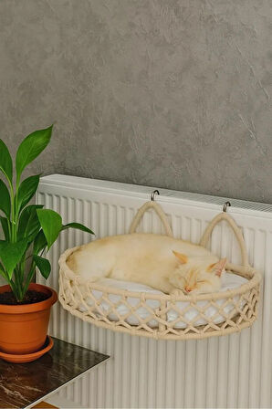 Reyo Tasaryum Kedi Köpek Kalorifer Yatağı, Hamak, Kedi Yatağı Krem