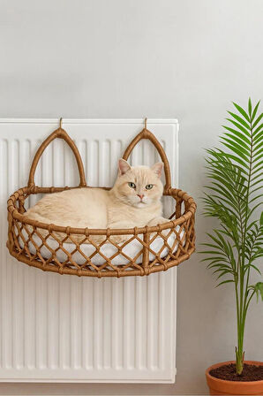 Reyo Tasaryum Kedi Köpek Kalorifer Yatağı, Hamak, Radyatör Kedi Yatağı Kahverengi