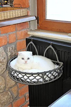 Reyo Tasaryum Kedi Köpek Kalorifer Yatağı, Hamak Kedi Yatağı Antrasit