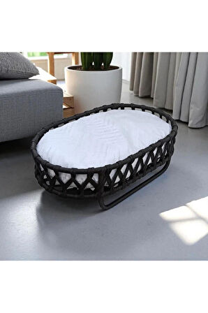 Reyo Tasaryum El Örgüsü İskandinav Kedi Yuvası Yatağı Kedi Evi Yumuşak Yataklı Antrasit