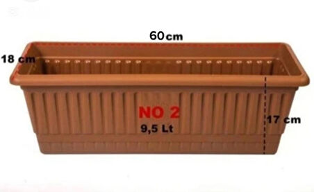 Uzun Balkon Saksısı 60x18x17 Cm. Plastik Saksı