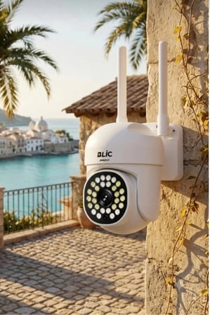 BLİC Güvenlik Kamerası 1080P FHD PTZ Beyaz 2MP Gece Görüşlü 40m 2.4GHz Wifi Dış Mekan Hareket Sensörlü IP66 Su Geçirmez