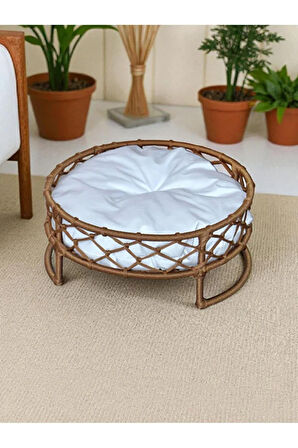 Reyo Tasaryum Kedi ve Köpek El Örgüsü İskandinav Kedi Yuvası Kahve