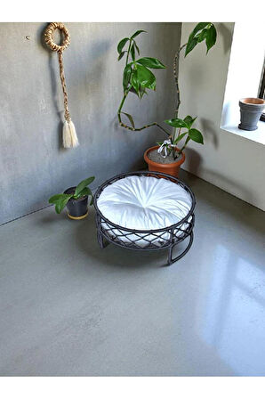 Reyo Tasaryum Kedi ve Köpek Evi El Örgüsü Yatağı Kedi Yuvası Antrasit