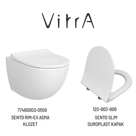 Vitra Sento Rim-Ex Asma Klozet Slim Kapak, Vitra Gömme Rezervuar Set 768-1851