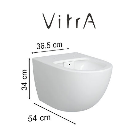 Vitra Sento Rim-Ex Beyaz Asma Klozet 7748B003-0559, Vitra Slim Yavaş Kapak 120-003-009