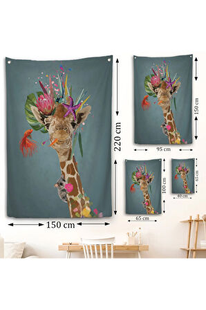 Sevimli Zürafa Duvar Örtüsü-7748