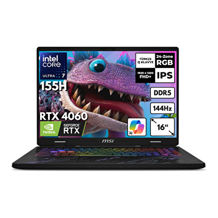 MSI Pulse 16 AI Ultra 7-155H 16-GBDDR5 1 TBSSD RTX4060 (8GB-140W) 16" FHD+ Windows 11 Pro Gaming Notebook C1VFKG-087XTRHMF26