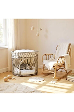 Reyo Tasaryum Çift Katlı Kedi Yatağı Kedi Ranzası, İskandinav Kedi Evi Gri