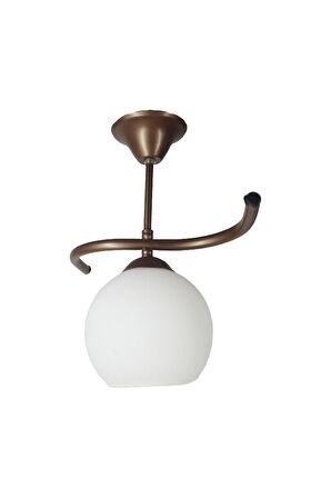 Fuji Bronz Tekli Beyaz Camlı Avize | Kaliteli Modern Metal Avize