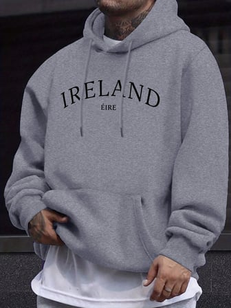 İrlanda Eire Mektup Yaratıcı Desen Uzun Kollu Tişörtü Erkek Sıcak Polar Kazak Rahat Sonbahar